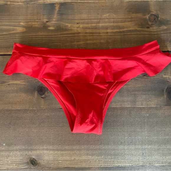 Zingara Red Ruffle Low Rise Bikini Bottoms - Picture 3 of 9